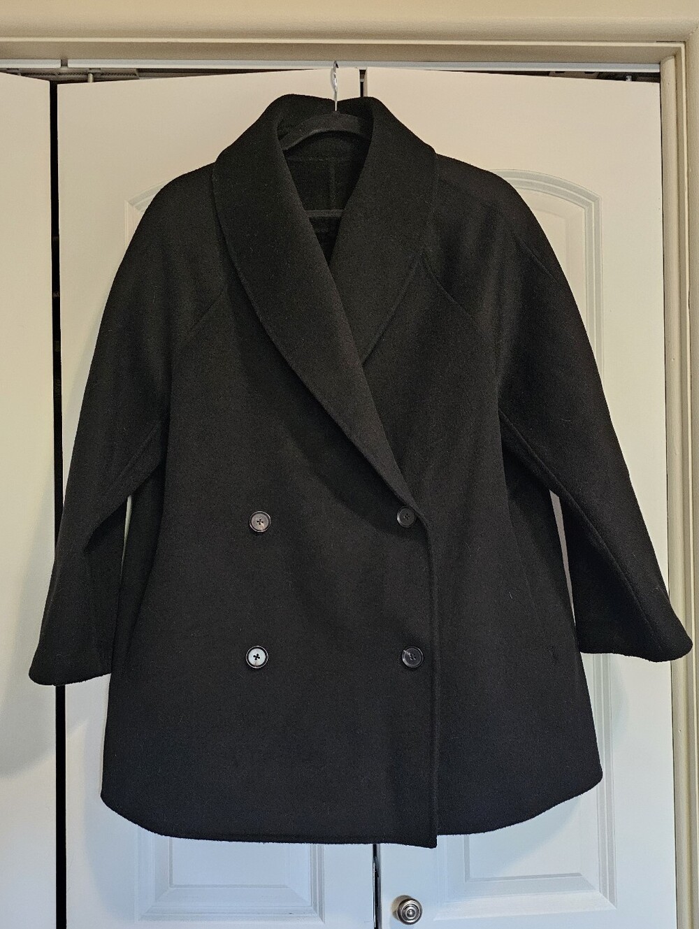 Fabrique Black Oversized Double Faced Coat Jacket 100% Wool Size Small (Fits M)
